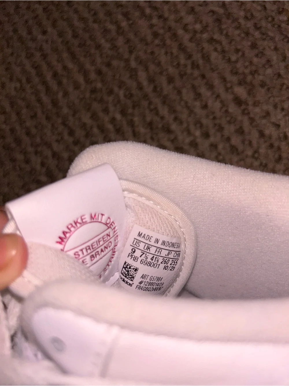 adidas White High-Top Sneakers with Pink Logo Accents